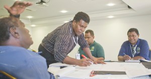 Honiara CASLE Symposium August 2014 CASLE Regional VP Buddley Ronnie in workshop mode